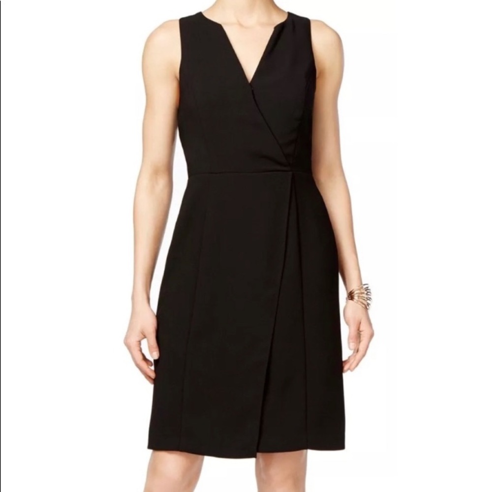 BCBG Generation Faux Wrap Black Sheath Dress 8